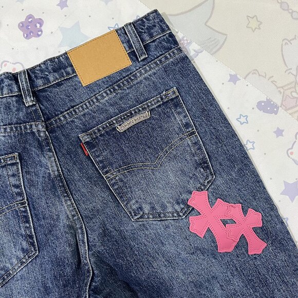 Jeans With Chrome Hearts Cross Patchwork Trim - Picture 2 of 12